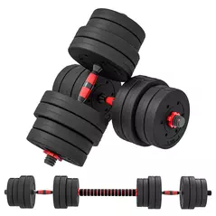 HOMCOM 30kg 2 IN 1 Adjustable Dumbbells Weight Set, Dumbbell Hand Weight Barbell for Body Fitness, Lifting Training for Home, Office, Gym, Black - 1