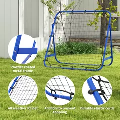 HOMCOM Adjustable Rebounder Net Kickback Target Goal for Teens Adults Training, Blue - 5