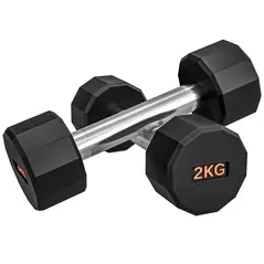 SPORTNOW Dumbbells Weights Set with 12-Sided Shape and Non-Slip Grip for Men Women Home Gym Workout, 2 x 2kg - 1
