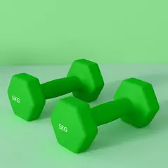 SPORTNOW 2 x 5kg Hexagonal Dumbbells Weights Set with Non-Slip Grip for Home Gym Workout, Green - 9