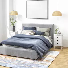 HOMCOM Set of Two Three-Drawer Bedside Tables - White - 7