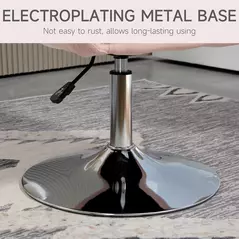 HOMCOM Swivel Linen Fabric Accent Chair for Living Room Contemporary Vanity Armchair with Adjustable Height Thick Cushion Lumbar Support Armrest for Bedroom Office Pink - 7