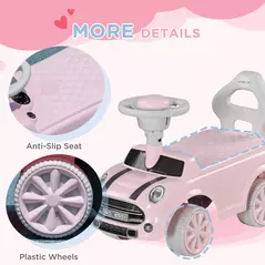 AIYAPLAY Foot To Floor Ride On Car Sliding Car w/ Air Horn, Anti-Over-Backwards, 18 to 36 Months - Pink - 7