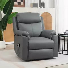 HOMCOM Faux Leather 70° Electric Riser Recliner Chair, Charcoal Grey - 7