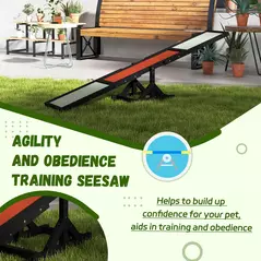PawHut Wooden Pet Seesaw for Big Dogs, Dog Agility Equipment with Anti-Slip Surface - Black - 7