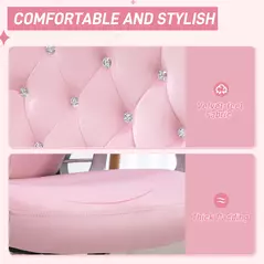 Vinsetto Velvet-Feel Work Chair, with Diamante Back - Pink - 4