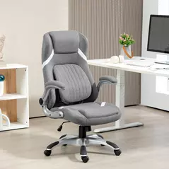 Vinsetto Linen-Look Office Chair, with Adjustable Height and Tension - Grey - 2