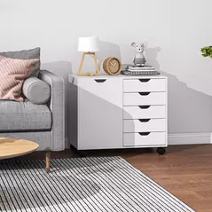 HOMCOM Multi-Storage Mobile Office Storage Cabinet - White - 9