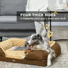 PawHut Calming Dog Bed Pet Mattress w/ Removable Cover, Anti-Slip Bottom, for Medium Dogs, 90L x 69W x 21Hcm - Brown - 5