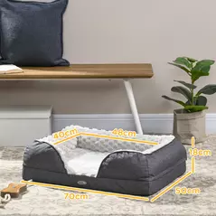 PawHut Calming Dog Bed Pet Mattress w/ Removable Cover, Anti-Slip Bottom, for Small Dogs, 70L x 50W x 18Hcm - Charcoal Grey - 3