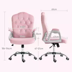 Vinsetto Velvet-Feel Work Chair, with Diamante Back - Pink - 3