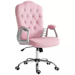 Vinsetto Velvet-Feel Work Chair, with Diamante Back - Pink - 1