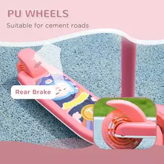 AIYAPLAY Kids 3 Wheel Scooter for 2-6 Years Old w/ Adjustable Height, LED Light, TPE Handlebar, Pink - 5