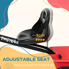 AIYAPLAY Kids Trike for 2-5 Years with Adjustable Seat, Pedal, Baskets, Red - 5