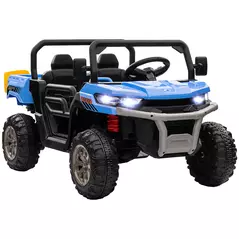 HOMCOM 12V 2 Seater Kids Electric Ride-On Car with Electric Bucket, Remote Control - Blue - 1