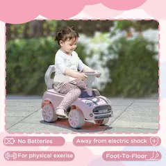 AIYAPLAY Foot To Floor Ride On Car Sliding Car w/ Air Horn, Anti-Over-Backwards, 18 to 36 Months - Pink - 6