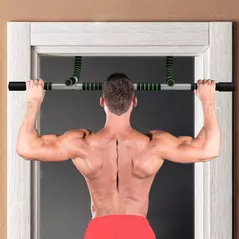 HOMCOM Doorway Pull up Bar, Door Frame Chin up Bar Push up Bar for Home Gym Upper Body Workout, No Drilling or Screws, Green - 2