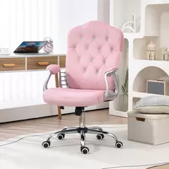 Vinsetto Velvet-Feel Work Chair, with Diamante Back - Pink - 2