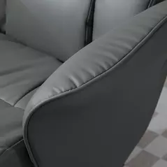 HOMCOM Swivel Recliner Chair with Footstool, PU Leather Armchair and Ottoman with High Back and Round Base for Living Room, Grey - 8