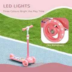 AIYAPLAY Kids 3 Wheel Scooter for 2-6 Years Old w/ Adjustable Height, LED Light, TPE Handlebar, Pink - 6