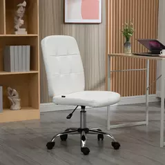 Vinsetto Armless Faux Leather Office Chair - White - 2