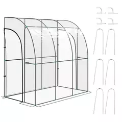 Outsunny 214cm x 118cm Walk-In Lean To Greenhouse, with Accessories - 1