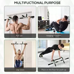 HOMCOM Doorway Pull up Bar, Door Frame Chin up Bar Push up Bar for Home Gym Upper Body Workout, No Drilling or Screws, Green - 4