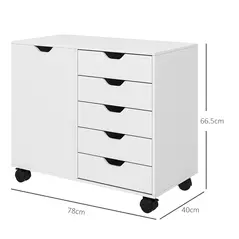 HOMCOM Multi-Storage Mobile Office Storage Cabinet - White - 3