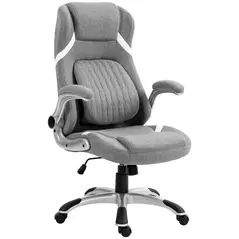 Vinsetto Linen-Look Office Chair, with Adjustable Height and Tension - Grey - 1
