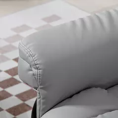 HOMCOM 360° Swivel Recliner Chair with Footstool, PU Leather Manual Recliner Armchair with Footstool, Solid Wood Base, Upholstered Reclining Chair for Living Room, Bedroom, Office, Light Grey - 8