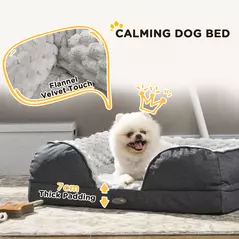 PawHut Calming Dog Bed Pet Mattress w/ Removable Cover, Anti-Slip Bottom, for Small Dogs, 70L x 50W x 18Hcm - Charcoal Grey - 6