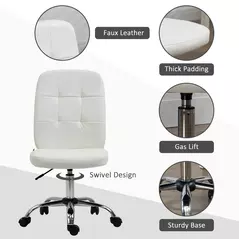 Vinsetto Armless Faux Leather Office Chair - White - 5