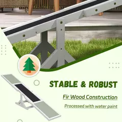 PawHut Wooden Pet Seesaw for Big Dogs, Dog Agility Equipment with Anti-Slip Surface - White - 4