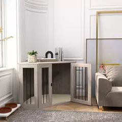 PawHut Dog Crate Furniture Side Table, with Cushion, 122 x 61 x 71cm - Walnut Brown - 9