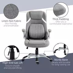 Vinsetto Linen-Look Office Chair, with Adjustable Height and Tension - Grey - 9