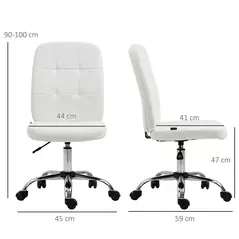 Vinsetto Armless Faux Leather Office Chair - White - 3