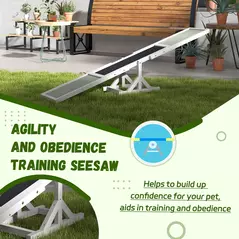 PawHut Wooden Pet Seesaw for Big Dogs, Dog Agility Equipment with Anti-Slip Surface - White - 7