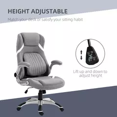 Vinsetto Linen-Look Office Chair, with Adjustable Height and Tension - Grey - 4