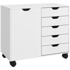 HOMCOM Multi-Storage Mobile Office Storage Cabinet - White - 1