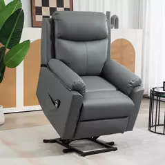 HOMCOM Faux Leather 70° Electric Riser Recliner Chair, Charcoal Grey - 2