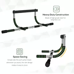 HOMCOM Doorway Pull up Bar, Door Frame Chin up Bar Push up Bar for Home Gym Upper Body Workout, No Drilling or Screws, Green - 7