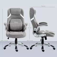 Vinsetto Linen-Look Office Chair, with Adjustable Height and Tension - Grey - 3