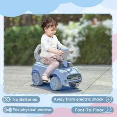 AIYAPLAY Foot To Floor Ride On Car Sliding Car w/ Air Horn, Anti-Over-Backwards, 18 to 36 Months - Light Blue - 6