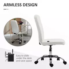 Vinsetto Armless Faux Leather Office Chair - White - 6