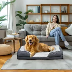 PawHut Calming Dog Bed Pet Mattress w/ Removable Cover, Anti-Slip Bottom, for Large Dogs, 120L x 80W x 22Hcm - Charcoal Grey - 2