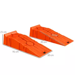 DURHAND 2 PCs Car Ramps Heavy Duty 2.5 Ton Motorhome Levelling Ramps, Plastic Garage Workshop Car Lift, Portable Automotive Vehicle Campervan Car Ramp, Orange - 3