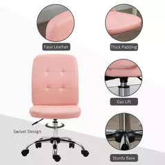 Vinsetto Armless Faux Leather Office Chair - Pink - 5