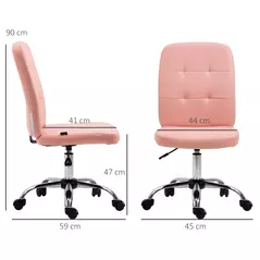 Vinsetto Armless Faux Leather Office Chair - Pink - 3