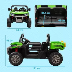 HOMCOM 12V 2 Seater Kids Electric Ride-On Car with Electric Bucket, Remote Control - Green - 3