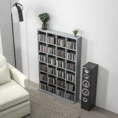 HOMCOM CD Storage Unit with Adjustable Shelves, 89 x 130.5 cm, Cement Grey - 8